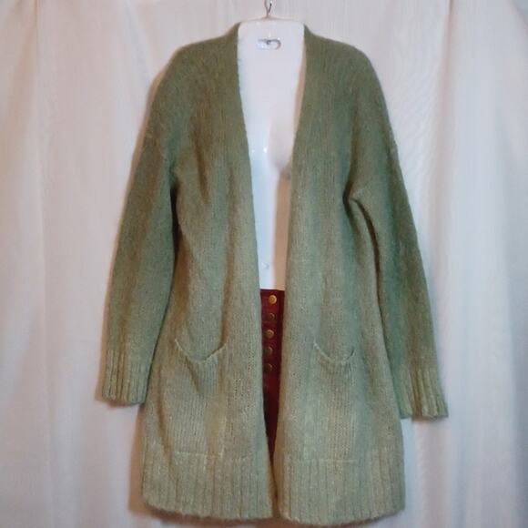 Anthropologie Alpaca & Merino Wool Two Tone Green Cardigan Size S. - Picture 2 of 14